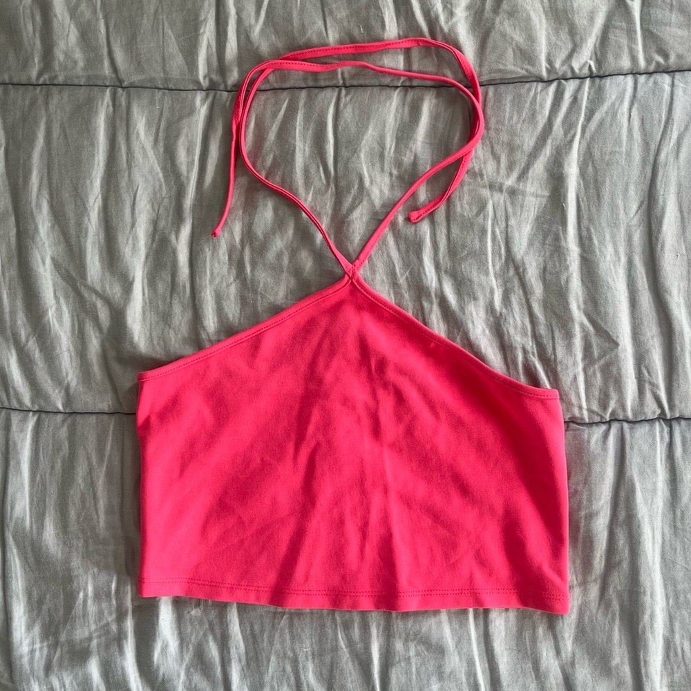 GLASSONS HOT PINK HALTER TOP
